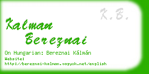 kalman bereznai business card